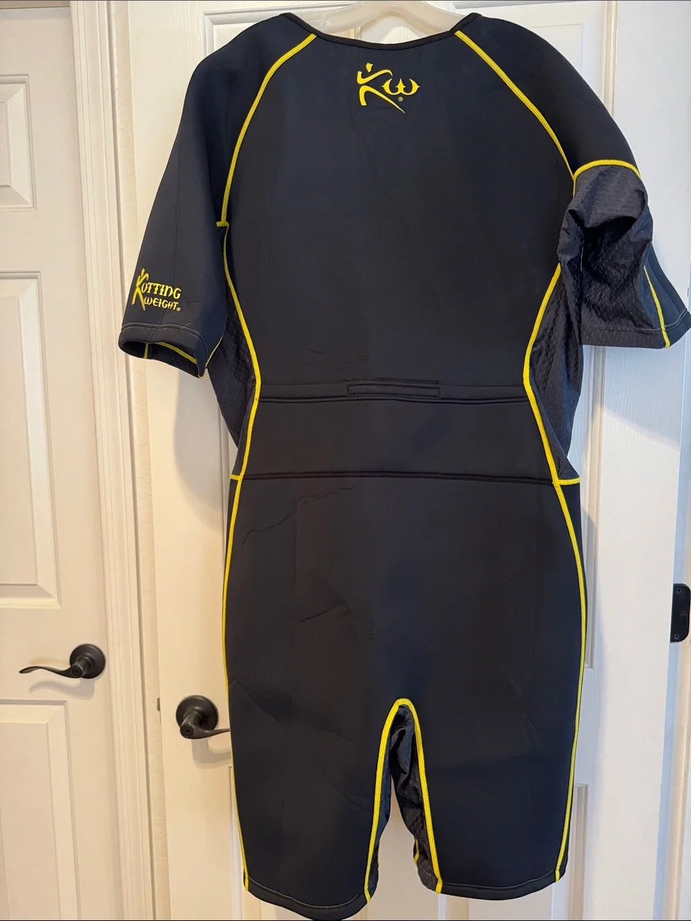 Kids Short Sleeve Neoprene Wet Suit - Black with Yellow Trim